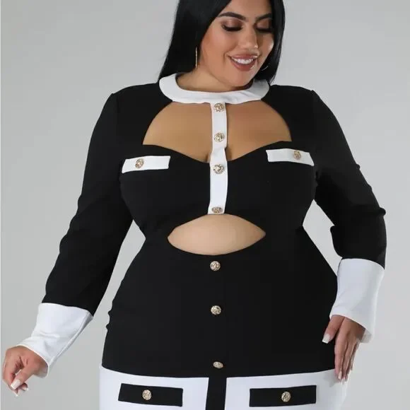 NWT Classic Chic Black/White Dress - Size 2X - Picture 2 of 16